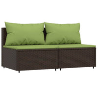 Thumbnail for 3-tlg. Garten-Lounge-Set mit Kissen Braun Poly Rattan