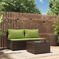Thumbnail for 3-tlg. Garten-Lounge-Set mit Kissen Braun Poly Rattan