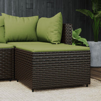 Thumbnail for Gartenhocker mit Kissen Braun Poly Rattan
