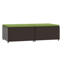 Thumbnail for Gartenhocker mit Kissen 2 Stk. Braun Poly Rattan