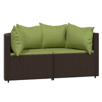 Thumbnail for Garten-Ecksofas mit Kissen 2 Stk. Braun Poly Rattan