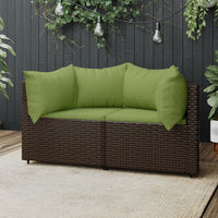 Thumbnail for Garten-Ecksofas mit Kissen 2 Stk. Braun Poly Rattan
