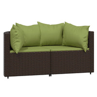 Thumbnail for 3-tlg. Garten-Lounge-Set mit Kissen Braun Poly Rattan