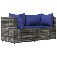 Thumbnail for 3-tlg. Garten-Lounge-Set mit Kissen Grau Poly Rattan