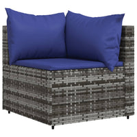 Thumbnail for 3-tlg. Garten-Lounge-Set mit Kissen Grau Poly Rattan