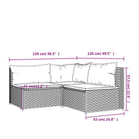 Thumbnail for 3-tlg. Garten-Lounge-Set mit Kissen Grau Poly Rattan
