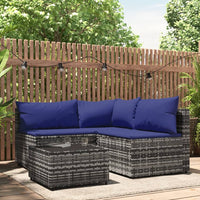 Thumbnail for 4-tlg. Garten-Lounge-Set mit Kissen Grau Poly Rattan