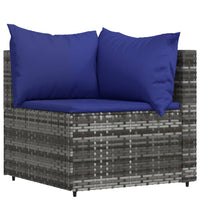 Thumbnail for 3-tlg. Garten-Lounge-Set mit Kissen Grau Poly Rattan