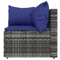 Thumbnail for 3-tlg. Garten-Lounge-Set mit Kissen Grau Poly Rattan