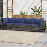 Thumbnail for 4-tlg. Garten-Lounge-Set mit Kissen Grau Poly Rattan