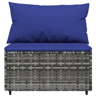 Thumbnail for Garten-Mittelsofa mit Kissen Grau Poly Rattan