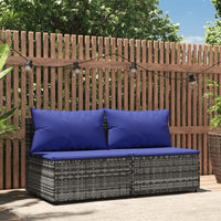 Thumbnail for Garten-Mittelsofas mit Kissen 2 Stk. Grau Poly Rattan