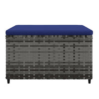 Thumbnail for Gartenhocker mit Kissen Grau Poly Rattan