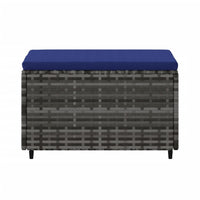 Thumbnail for Gartenhocker mit Kissen Grau Poly Rattan
