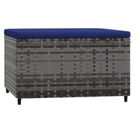 Thumbnail for Gartenhocker mit Kissen Grau Poly Rattan