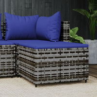 Thumbnail for Gartenhocker mit Kissen Grau Poly Rattan