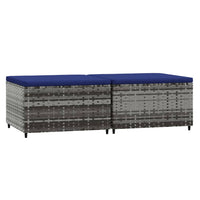 Thumbnail for Gartenhocker mit Kissen 2 Stk. Grau Poly Rattan