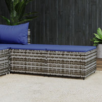 Thumbnail for Gartenhocker mit Kissen 2 Stk. Grau Poly Rattan