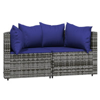 Thumbnail for 3-tlg. Garten-Lounge-Set mit Kissen Grau Poly Rattan