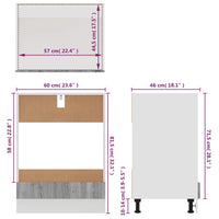 Thumbnail for Herdumbauschrank Grau Sonoma 60x46x81,5 cm Holzwerkstoff