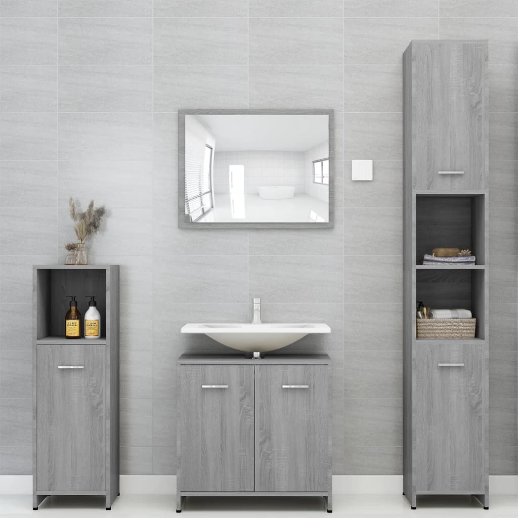Badschrank Grau Sonoma 30x30x95 cm Holzwerkstoff