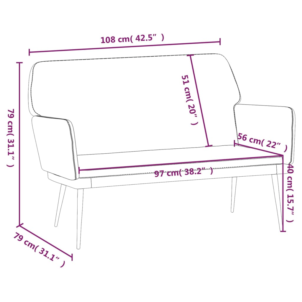 Sitzbank Gelb 108x79x79 cm Samt