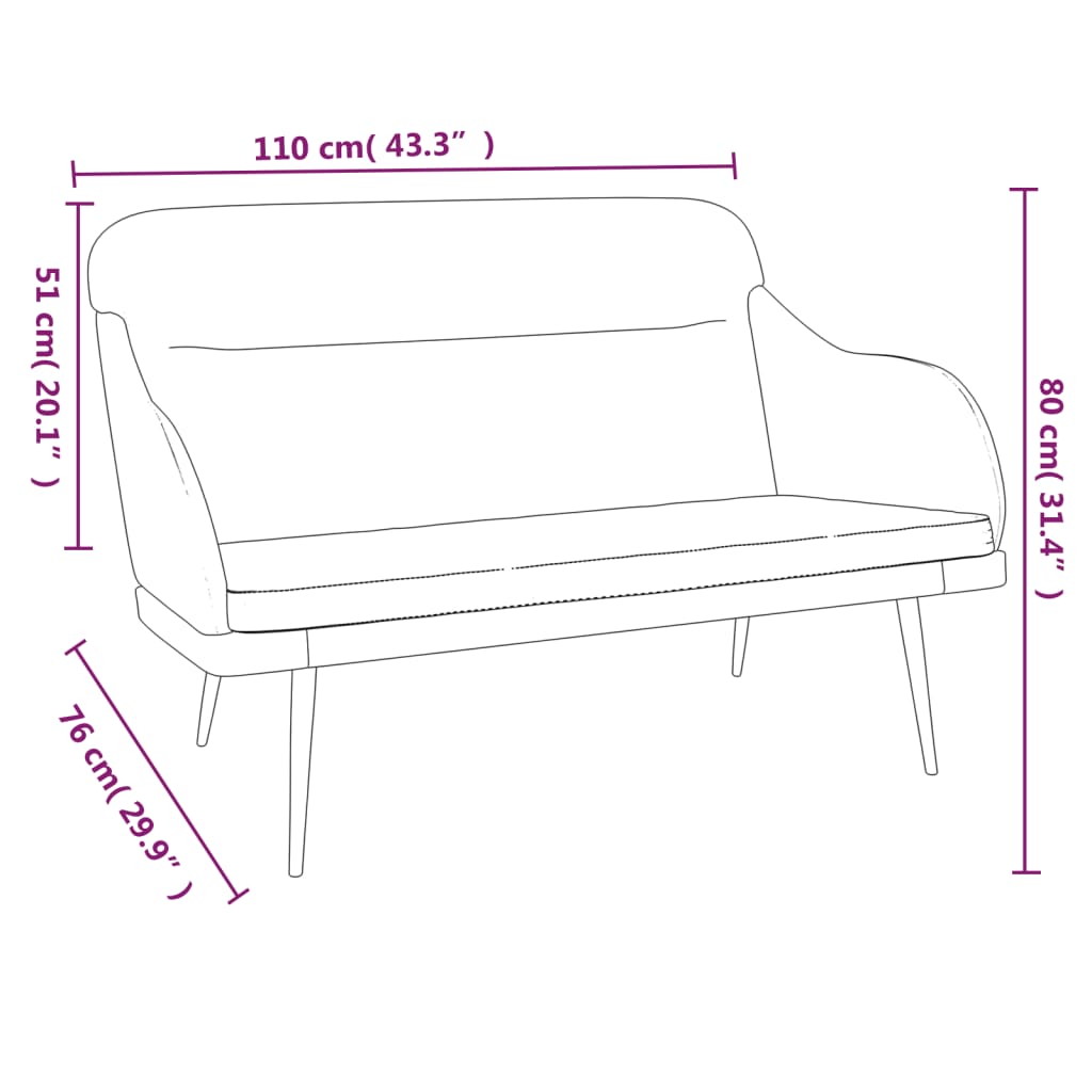 Sitzbank Creme 110x76x80 cm Samt