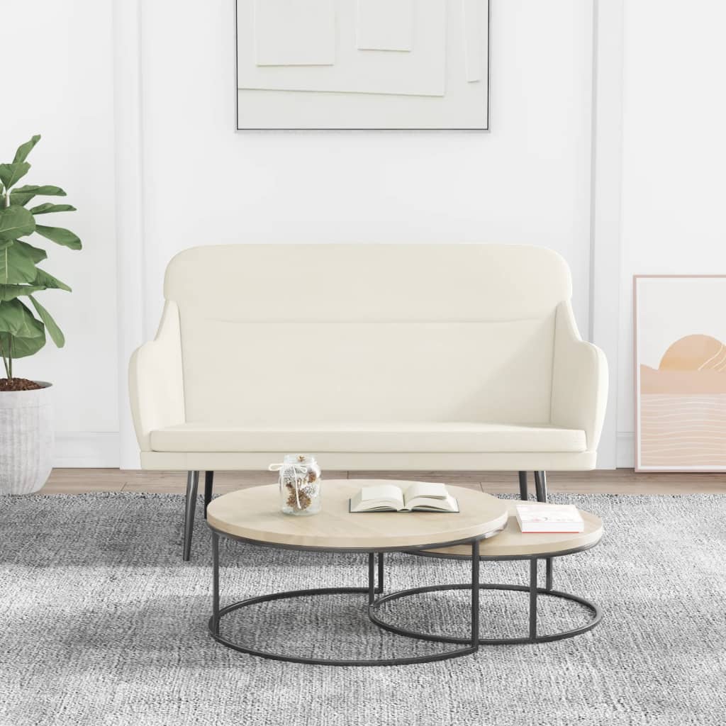 Sitzbank Creme 110x76x80 cm Samt
