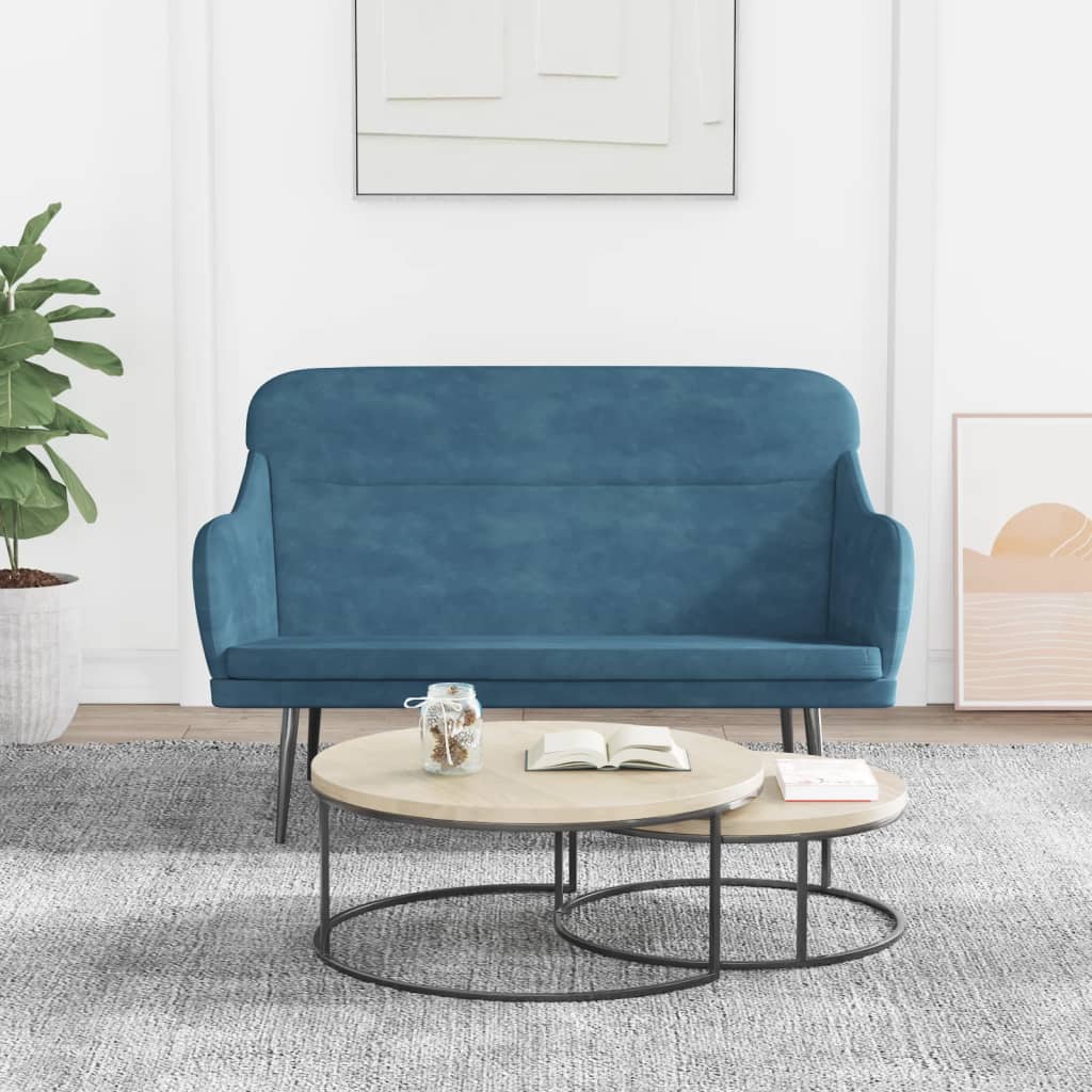 Sitzbank Blau 110x76x80 cm Samt