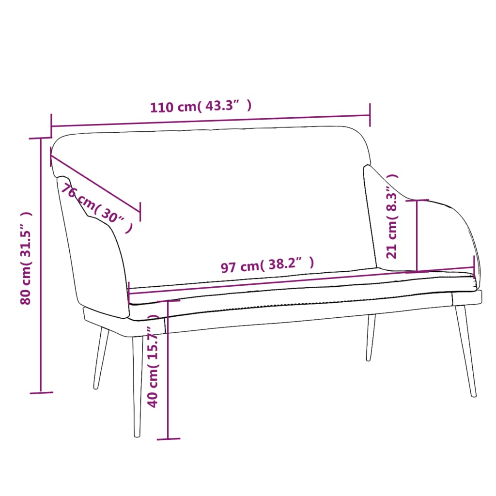 Sitzbank Weinrot 110x76x80 cm Samt