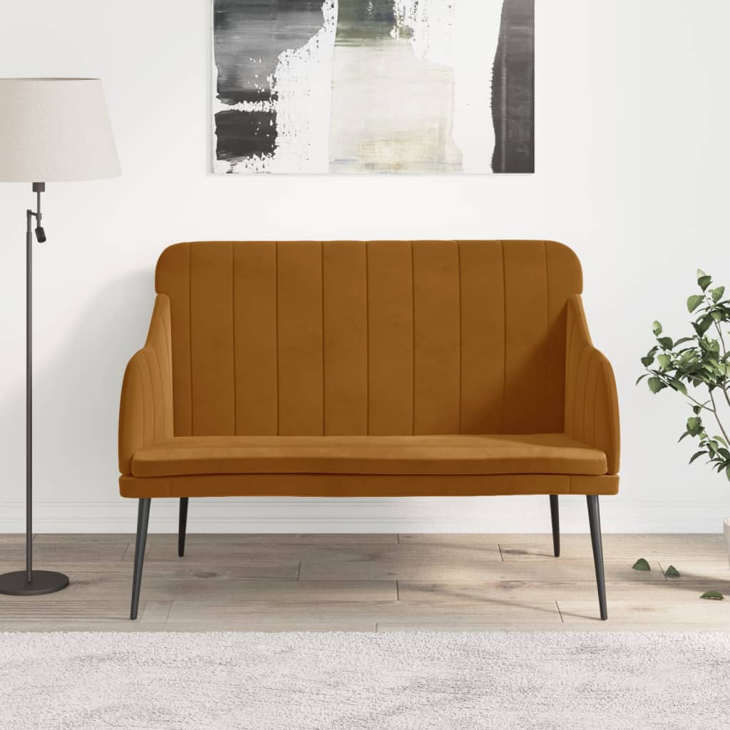 Sitzbank Braun 110x76x80 cm Samt