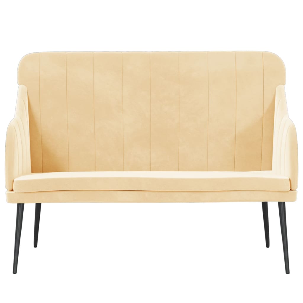 Sitzbank Creme 110x76x80 cm Samt