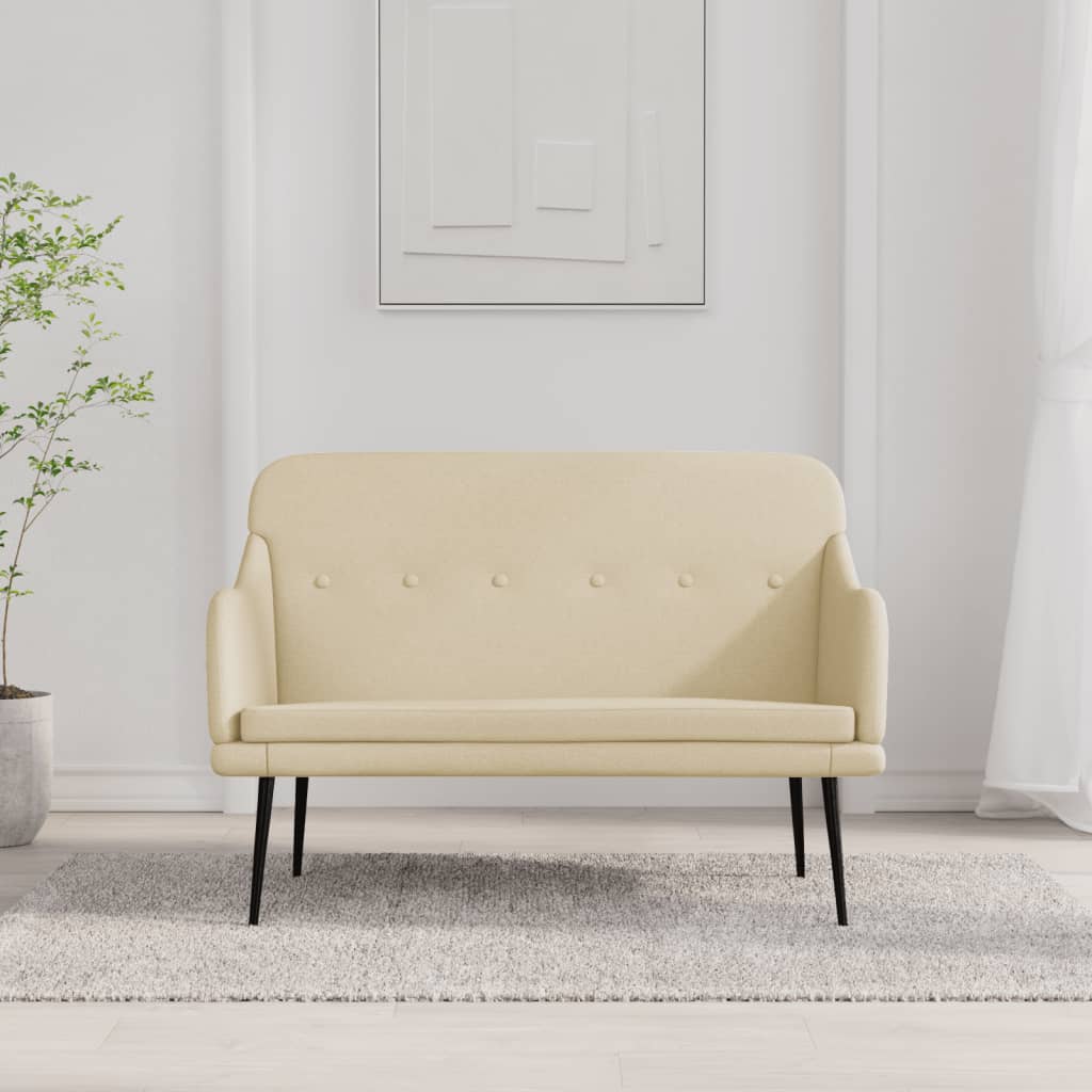 Sitzbank Creme 110x76x80 cm Stoff