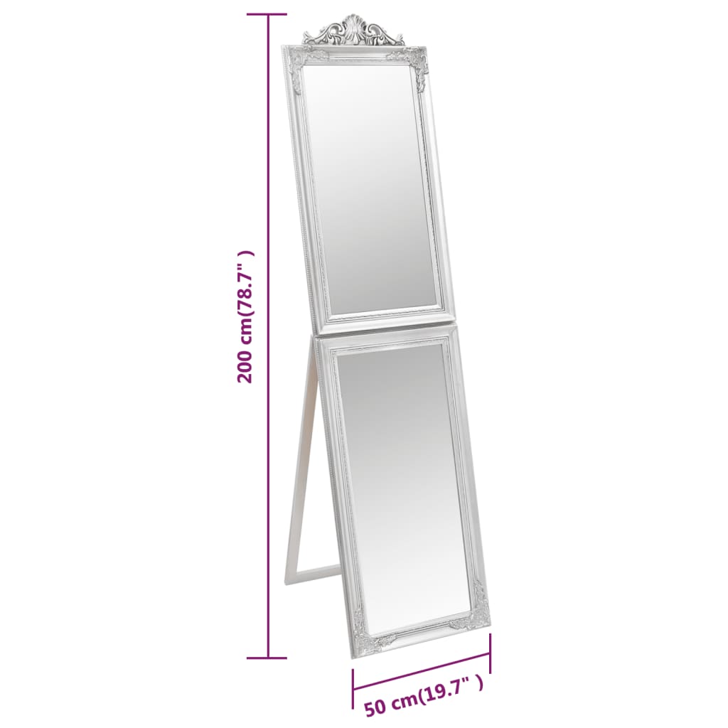 Standspiegel Silbern 50x200 cm