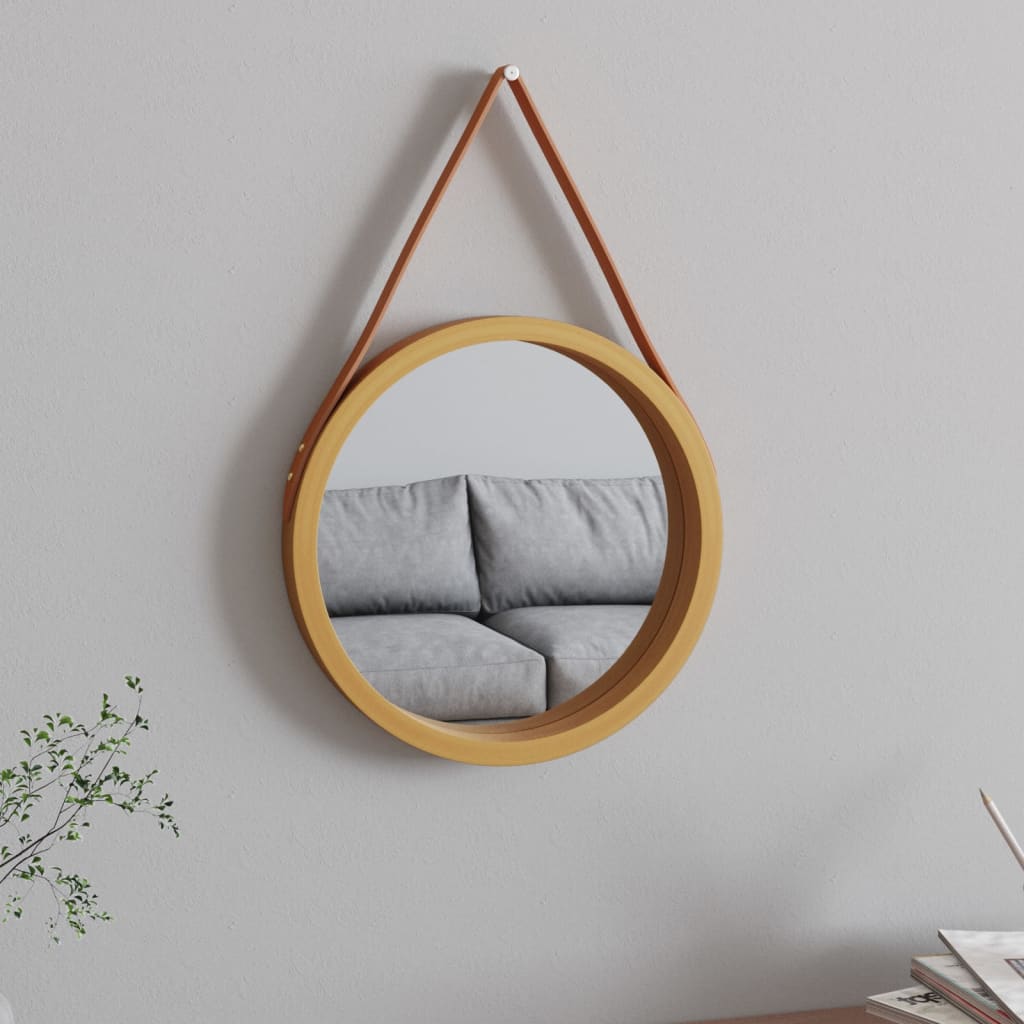 Wandspiegel mit Riemen Golden Ø 35 cm