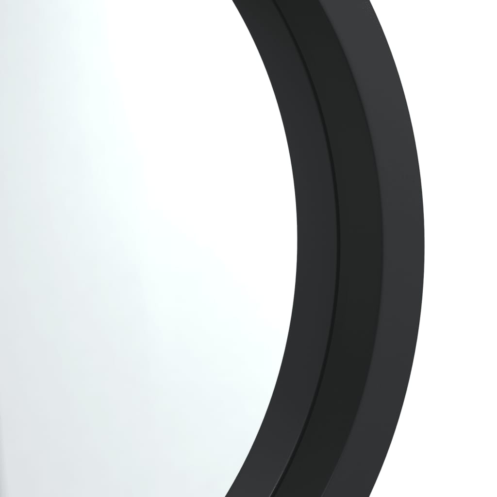 Wandspiegel mit Riemen Schwarz Ø 45 cm