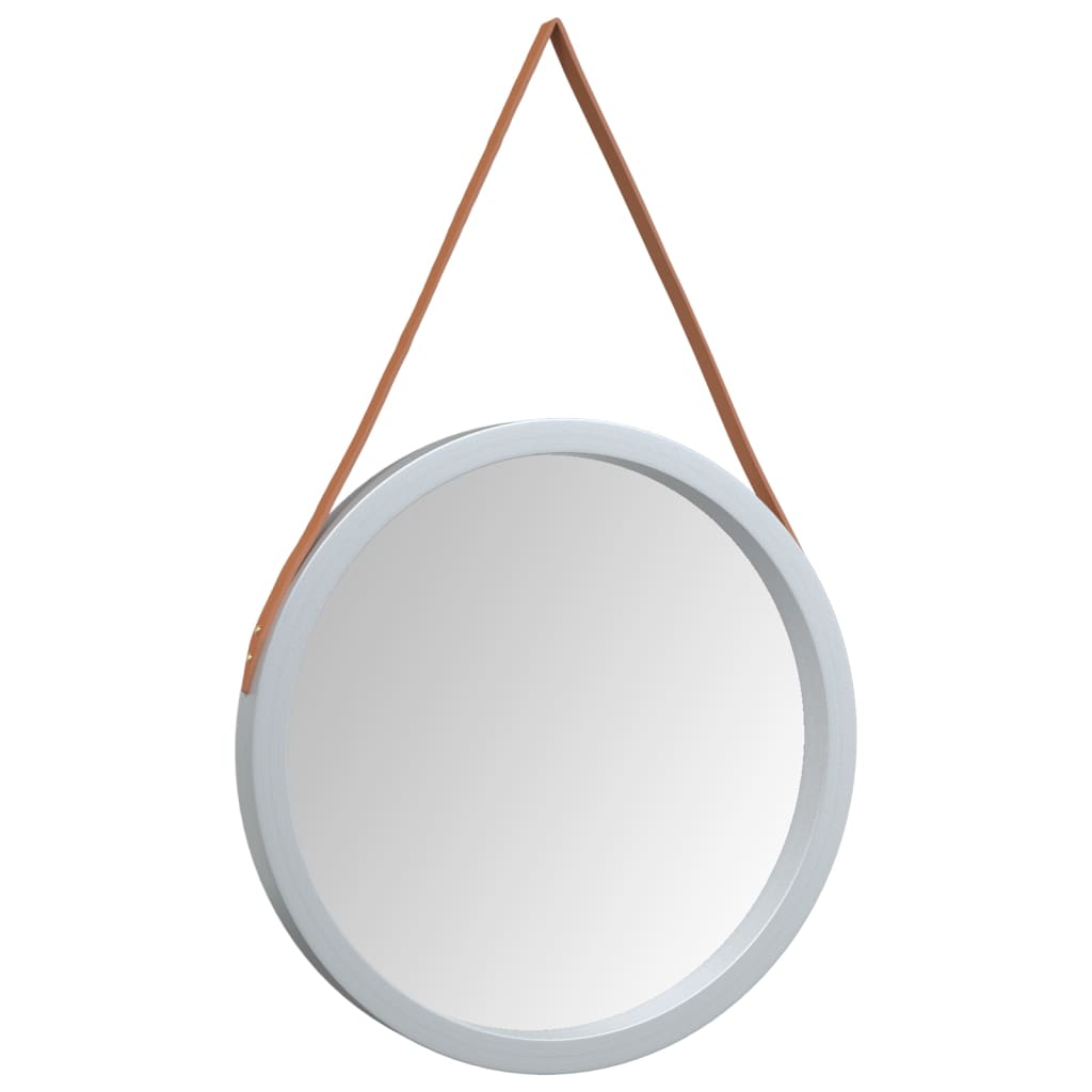 Wandspiegel mit Riemen Silbern Ø 55 cm