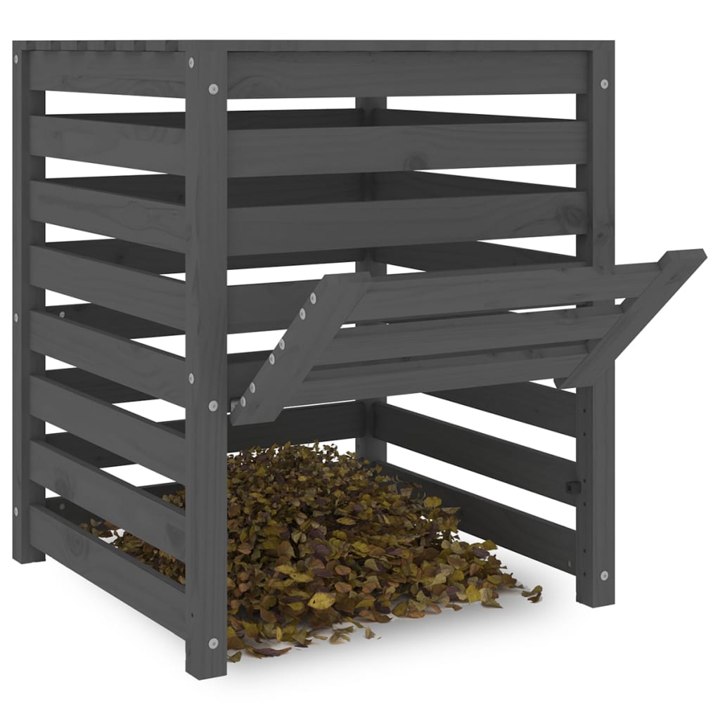 Komposter Grau 63,5x63,5x77,5 cm Massivholz Kiefer