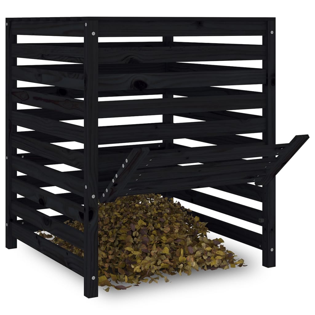 Komposter Schwarz 82,5x82,5x99,5 cm Massivholz Kiefer
