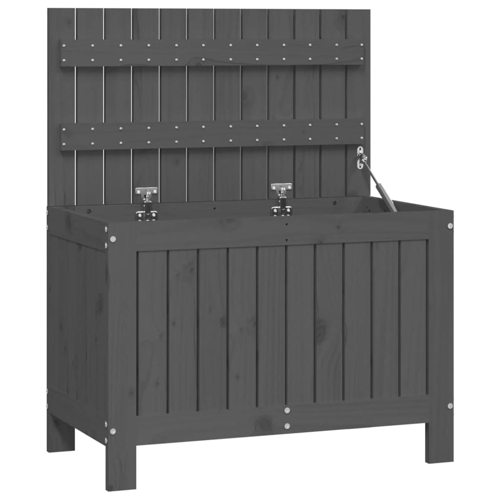 Gartentruhe Grau 76x42,5x54 cm Massivholz Kiefer