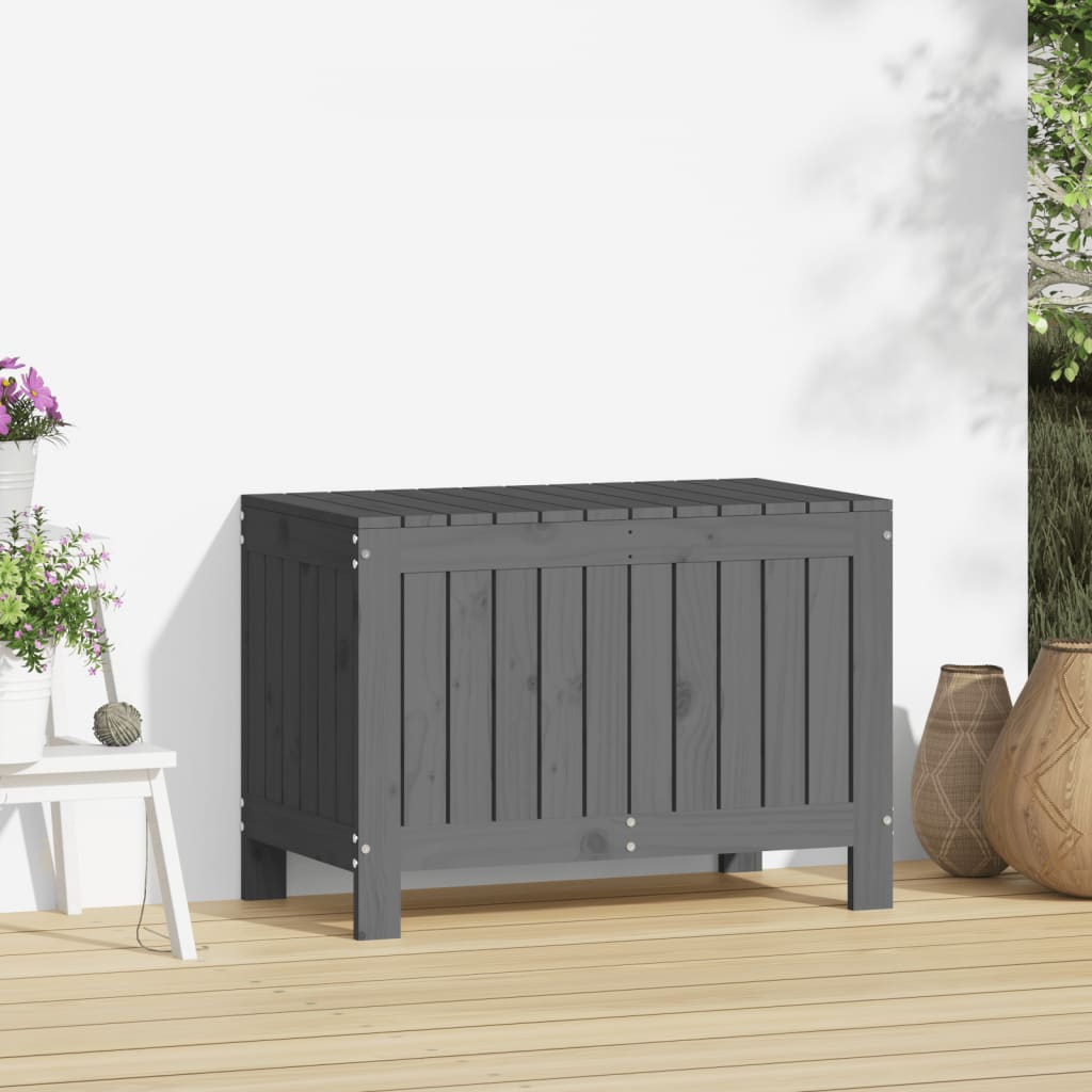 Gartentruhe Grau 76x42,5x54 cm Massivholz Kiefer