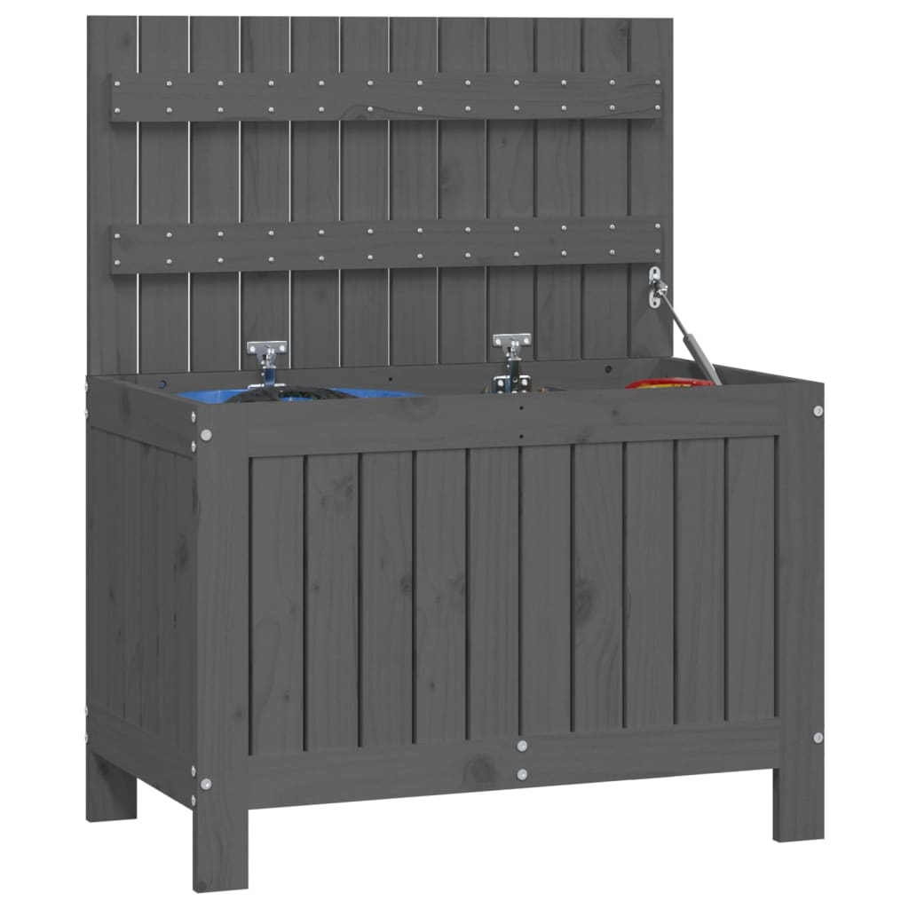 Gartentruhe Grau 76x42,5x54 cm Massivholz Kiefer