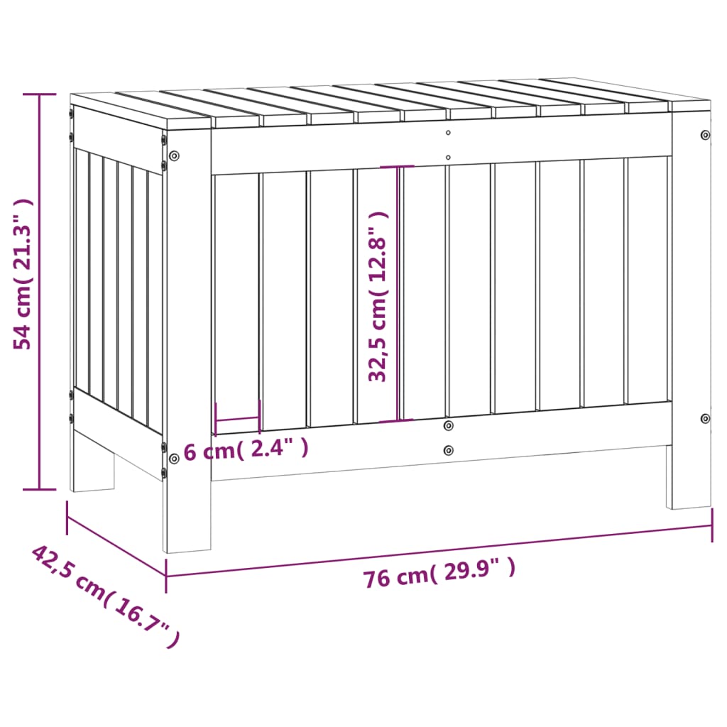 Gartentruhe Grau 76x42,5x54 cm Massivholz Kiefer