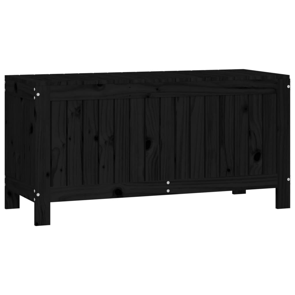 Gartentruhe Schwarz 108x42,5x54 cm Massivholz Kiefer