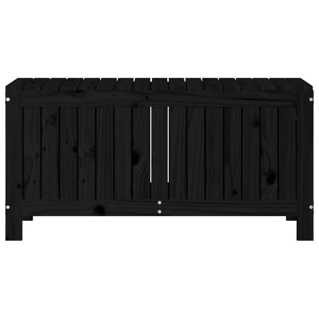 Gartentruhe Schwarz 108x42,5x54 cm Massivholz Kiefer