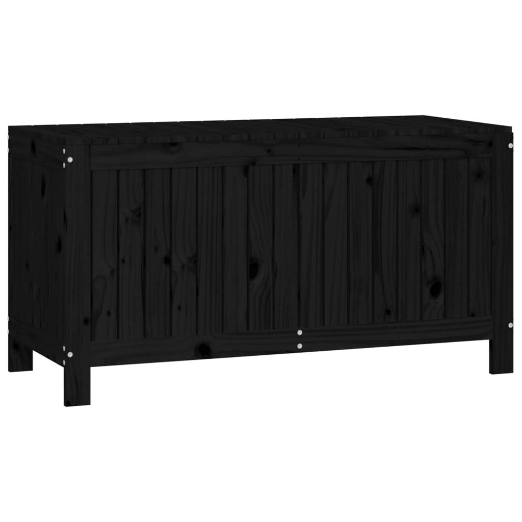 Gartentruhe Schwarz 115x49x60 cm Massivholz Kiefer