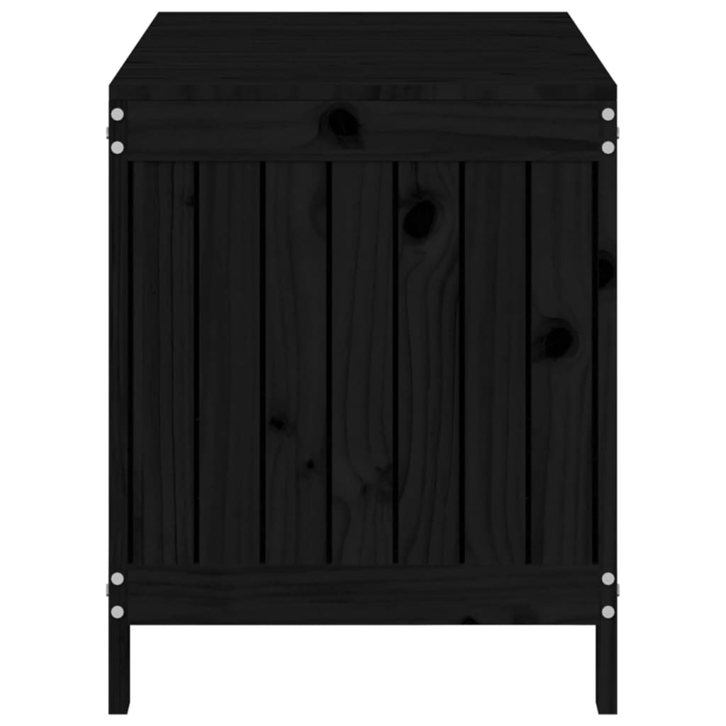 Gartentruhe Schwarz 115x49x60 cm Massivholz Kiefer
