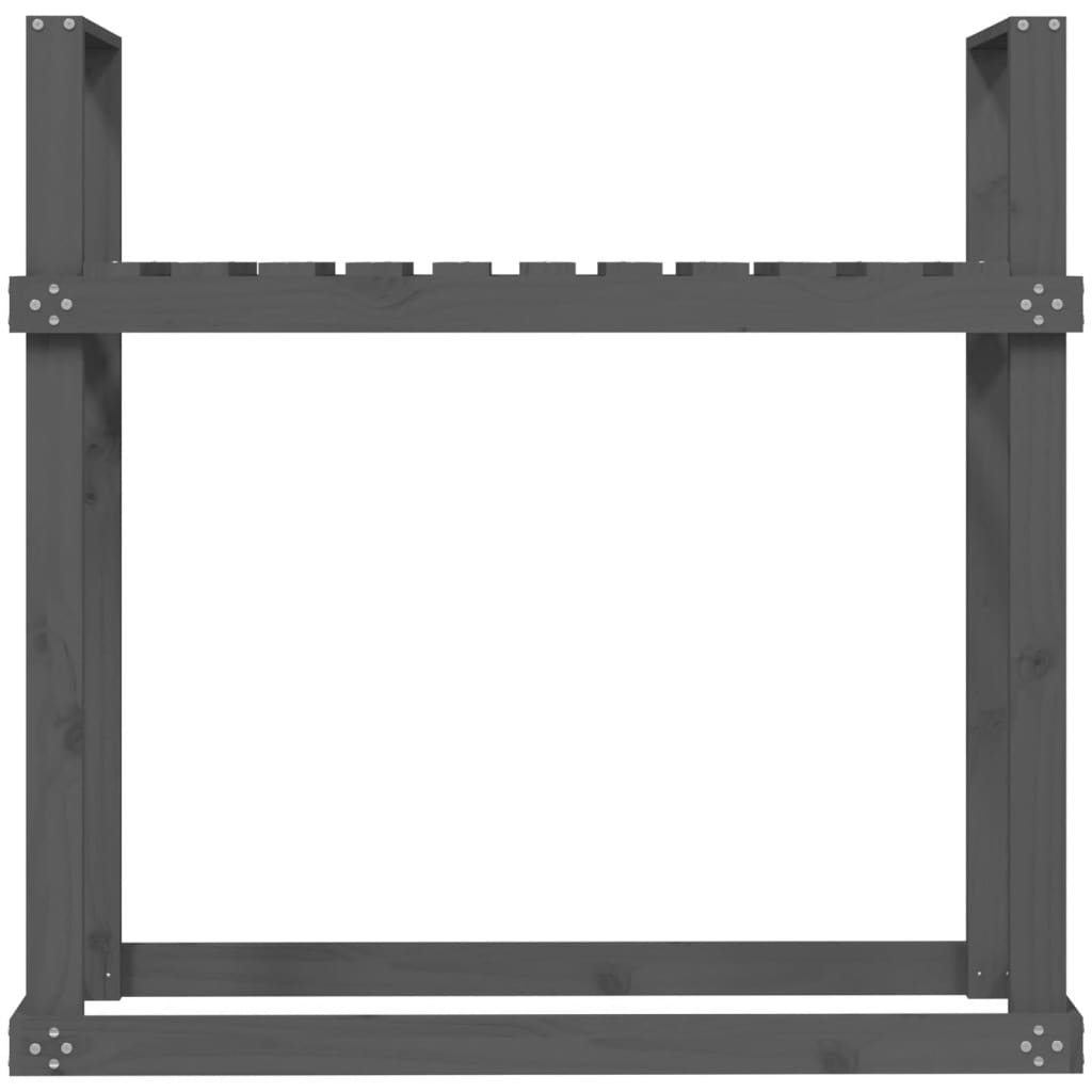 Kaminholzregal Grau 110x35x108,5 cm Massivholz Kiefer