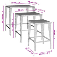 Thumbnail for Satztische 3 Stk. Braun Poly Rattan