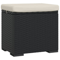 Thumbnail for Hocker mit Kissen Schwarz 40x30x40 cm Poly Rattan